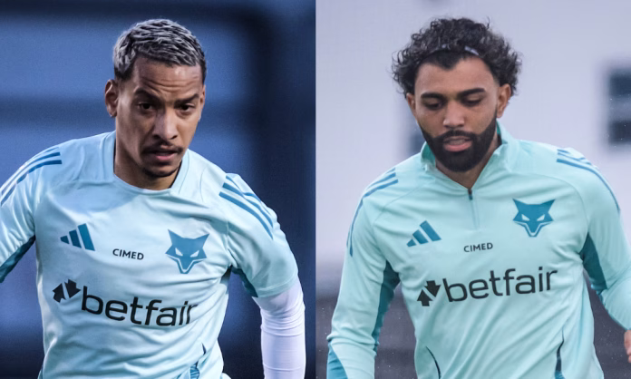 Matheus Pereira e Gabigol em treino do Cruzeiro