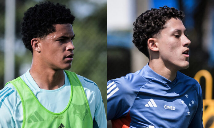 Kauã Prates e Felipe Morais em treino do Cruzeiro