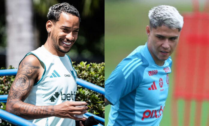 Matheus Pereira, do Cruzeiro, e Luiz Araújo, do Flamengo