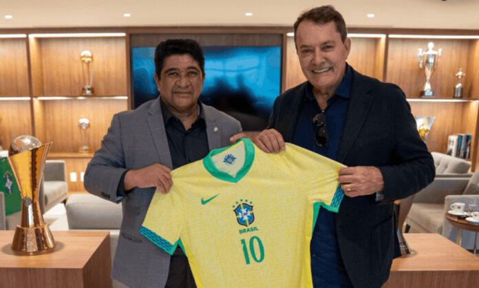 Ednaldo Rodrigues e Pedro Lourenço na sede da CBF