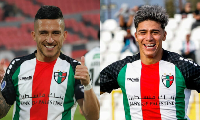 Atacantes do Palestino, do Chile Bryan Carrasco e Junior Marabel, atacantes do Palestino