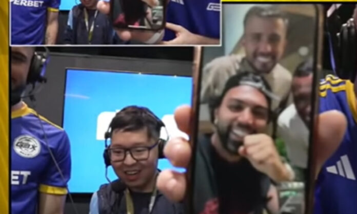 Gabigol, Marquinhos e Matheus Henrique em 'live' da Kings League