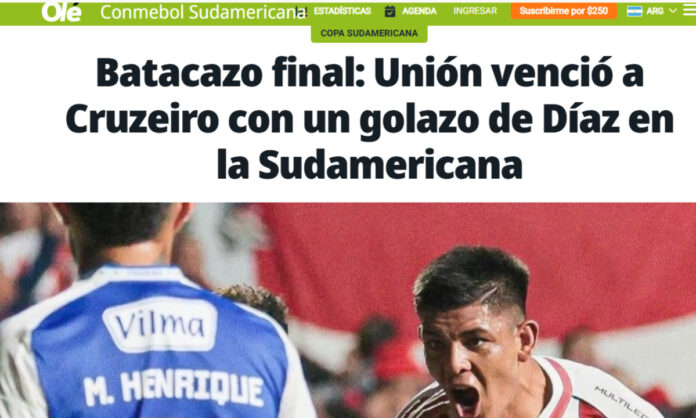 Olé, da Argentina, destaca derrota do Cruzeiro na Sula