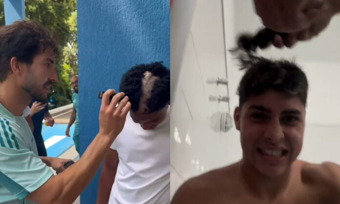 Lucas Silva raspou o cabelo de Alessandro, Filipe Meirele e Cauan Baptistella