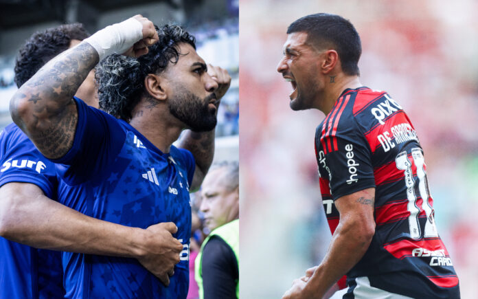 Gabigol, do Cruzeiro, e Arrascaeta, do Flamengo (Fotos: Gustavo Aleixo/Cruzeiro e Gilvan de Souza/Flamengo)
