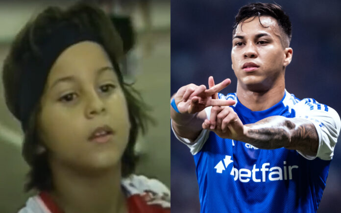 Kaio Jorge na infância e já com a camisa do Cruzeiro